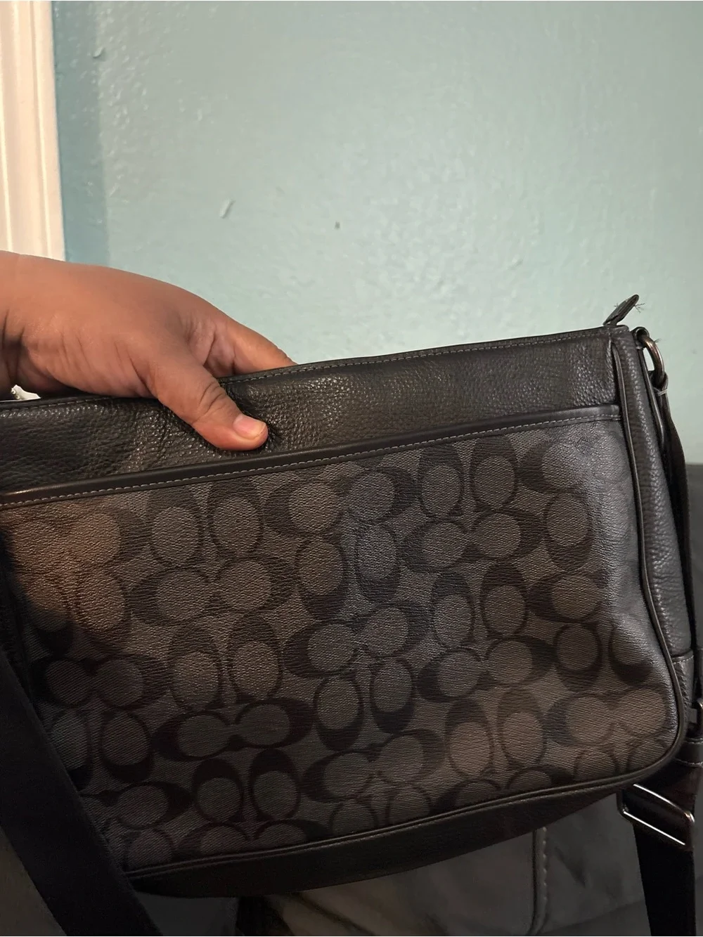 Coach Black Signature Messenger Crossbody Bag